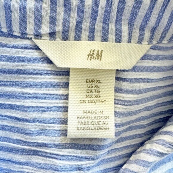 H&M CRÊPED BLUE AND WHITE STRIPED SHIRT DRESS XLARGE - Picture 5 of 10